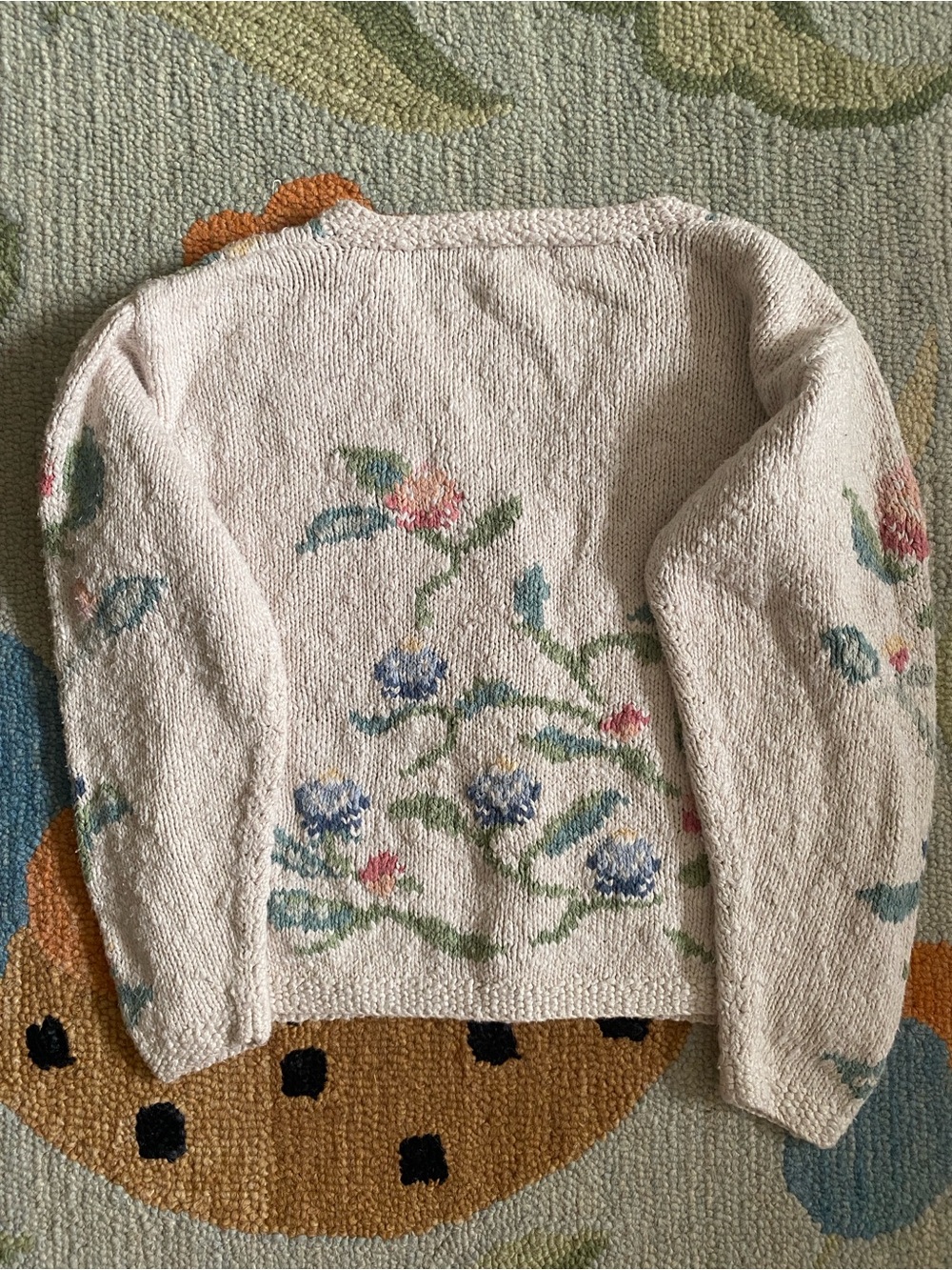 L.L. Bean Vintage Linen Blend Floral Cardigan - Picture 14 of 16